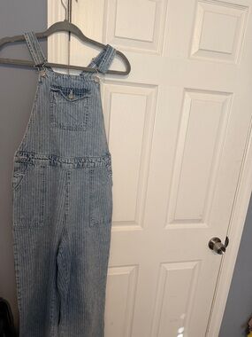 Primark Light Blue Striped Denim Overalls
